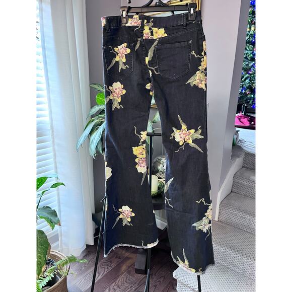 Free People Free Bali Miami Floral Flare Jeans Boho 1970s Bell bottoms size 29 - Picture 2 of 3